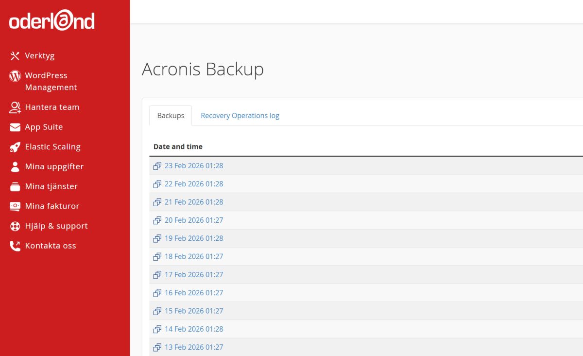Oderland Acronis Backup